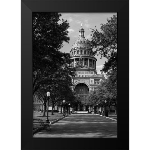 The Texas Capitol, Austin, Texas, 2014 - Black and White Black Modern Wood Framed Art Print by Highmith, Carol