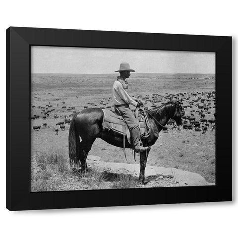 A Texas cowboy, 1907 Black Modern Wood Framed Art Print by Smith, Erwin E.