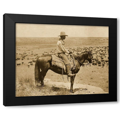 A Texas cowboy, 1907 - Sepia Black Modern Wood Framed Art Print by Smith, Erwin E.
