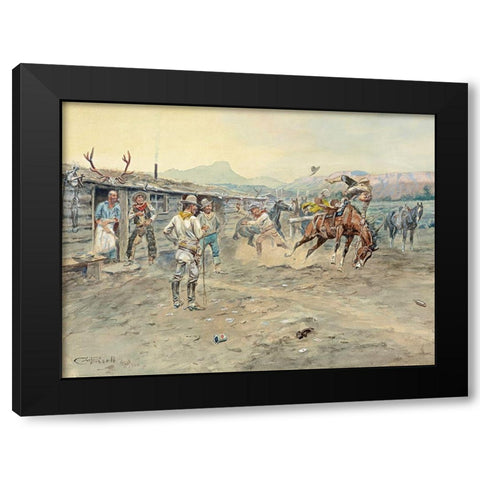 The Tenderfoot, 1900 Black Modern Wood Framed Art Print by Russell, Charles Marion