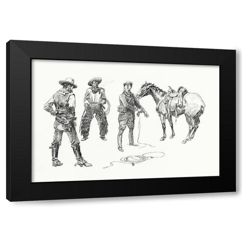 The Initiation of the Tenderfoot, 1899 Black Modern Wood Framed Art Print by Russell, Charles Marion