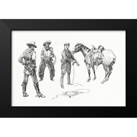 The Initiation of the Tenderfoot, 1899 Black Modern Wood Framed Art Print by Russell, Charles Marion