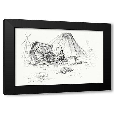 The Last of the Buffalo, 1899 Black Modern Wood Framed Art Print with Double Matting by Russell, Charles Marion