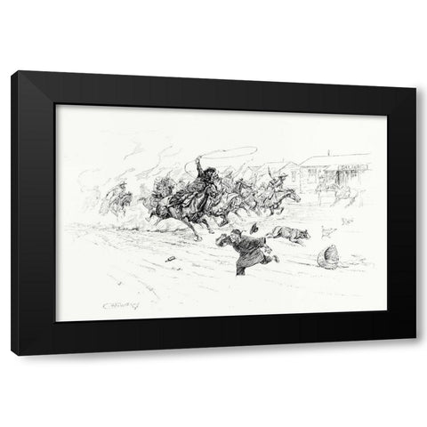 Painting the Town, 1899 Black Modern Wood Framed Art Print with Double Matting by Russell, Charles Marion