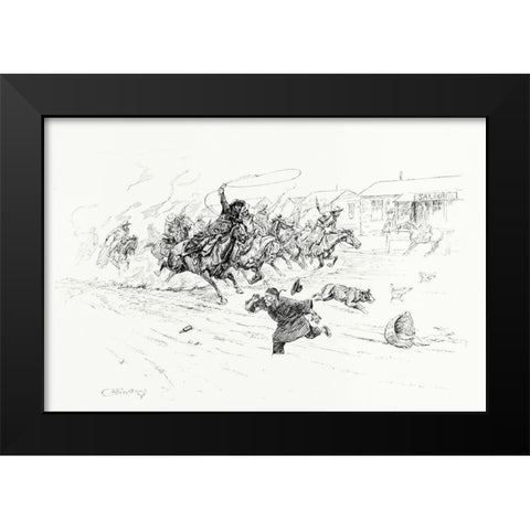 Painting the Town, 1899 Black Modern Wood Framed Art Print by Russell, Charles Marion