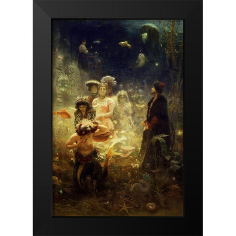 Sadko - Undersea Black Modern Wood Framed Art Print by Repin, Ilya