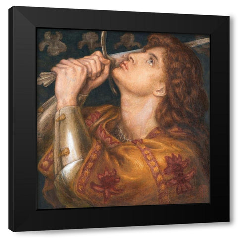 Joan of Arc, 1864 Black Modern Wood Framed Art Print with Double Matting by Rossetti, Dante Gabriel