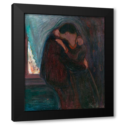 The Kiss, 1897 Black Modern Wood Framed Art Print with Double Matting by Munch, Edvard