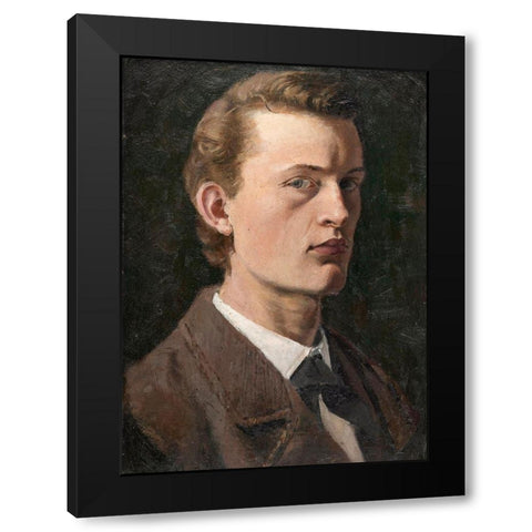 Self-Portrait , 1882 Black Modern Wood Framed Art Print by Munch, Edvard