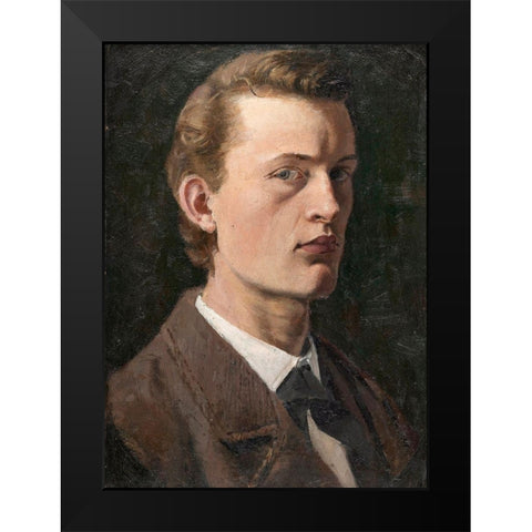 Self-Portrait , 1882 Black Modern Wood Framed Art Print by Munch, Edvard