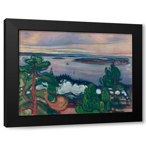 Train Smoke, 1900 Black Modern Wood Framed Art Print by Munch, Edvard
