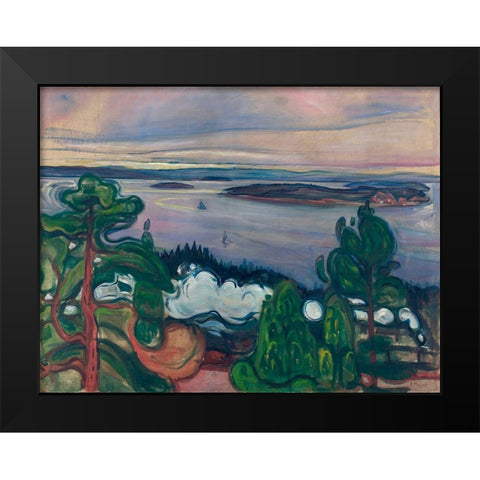 Train Smoke, 1900 Black Modern Wood Framed Art Print by Munch, Edvard