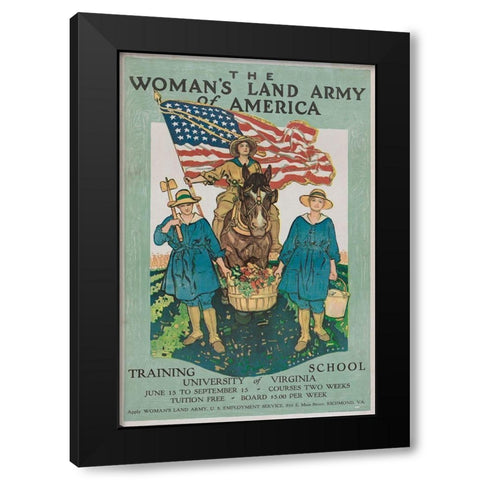 The Womans Land Army of America Black Modern Wood Framed Art Print with Double Matting by Paus, Herbert