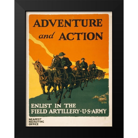 Enlist in the Field Artillery, U.S. Army, 1919 Black Modern Wood Framed Art Print by Mueller, Harry S.