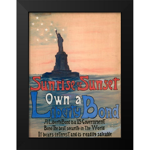 Sunrise or Sunset, Own a Liberty Bond, 1917 Black Modern Wood Framed Art Print by DeLand, Eugenie
