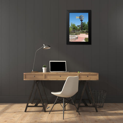 Windmill in the Will Looney Legacy Park at the Museum of South Texas History in Edinburg, TX Black Modern Wood Framed Art Print by Highmith, Carol