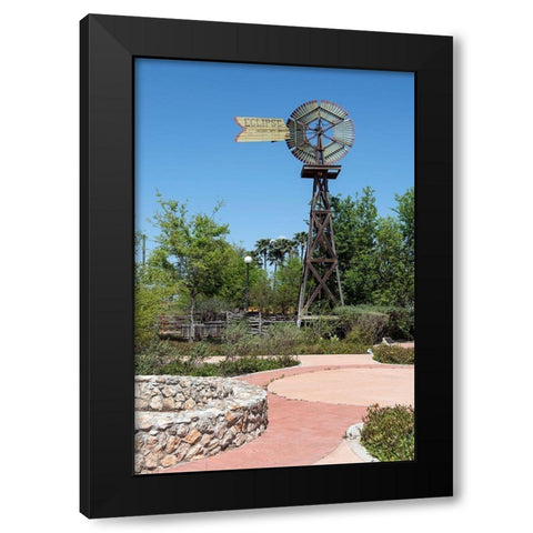 Windmill in the Will Looney Legacy Park at the Museum of South Texas History in Edinburg, TX Black Modern Wood Framed Art Print with Double Matting by Highmith, Carol