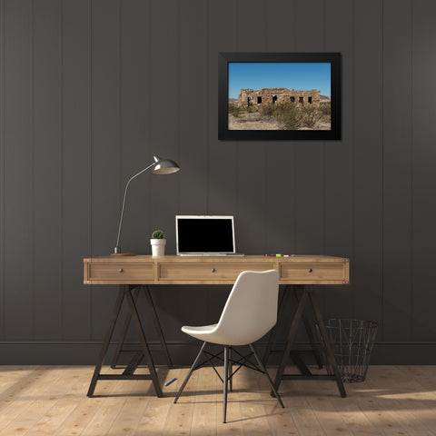 Remnants of an old stone house in the small settlement of Terlingua, in Brewster County, TX Black Modern Wood Framed Art Print by Highmith, Carol