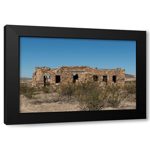 Remnants of an old stone house in the small settlement of Terlingua, in Brewster County, TX Black Modern Wood Framed Art Print by Highmith, Carol