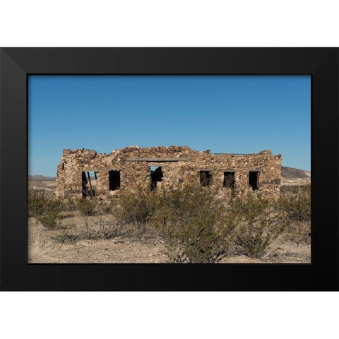 Remnants of an old stone house in the small settlement of Terlingua, in Brewster County, TX Black Modern Wood Framed Art Print by Highmith, Carol
