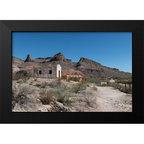 Abandoned movie set along the Rio Grande River in Big Bend Ranch State Park in lower Brewster County Black Modern Wood Framed Art Print by Highmith, Carol