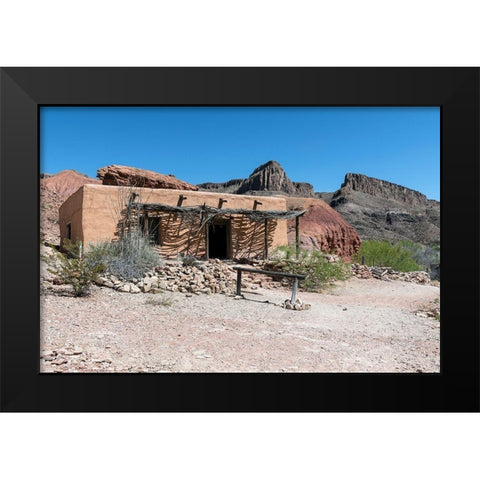 Abandoned movie set along the Rio Grande River in Big Bend Ranch State Park in lower Brewster County Black Modern Wood Framed Art Print by Highmith, Carol