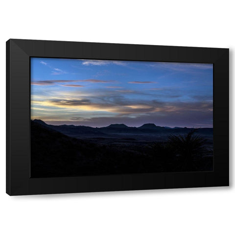 Sunset over the low mountains in the rugged terrain north of Big Bend National Park in the Trans-Pe Black Modern Wood Framed Art Print with Double Matting by Highmith, Carol