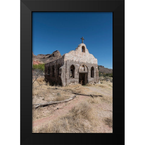 Abandoned movie set along the Rio Grande River in Big Bend Ranch State Park in lower Brewster County Black Modern Wood Framed Art Print by Highmith, Carol