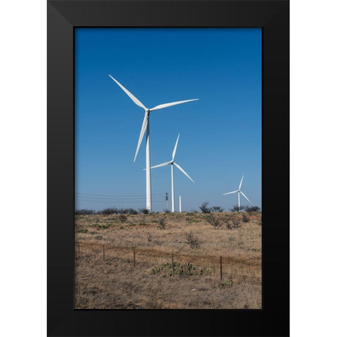 Wind turbines in Shackelford County, TX, northeast of Abilene Black Modern Wood Framed Art Print by Highmith, Carol