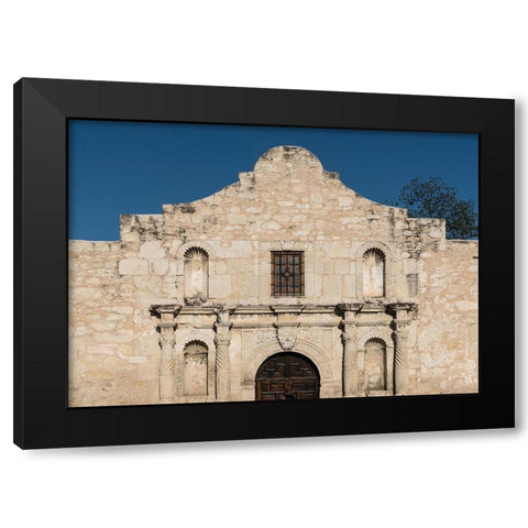 Doorway to the Alamo, an 18th-century mission church in San Antonio, TX Black Modern Wood Framed Art Print by Highmith, Carol
