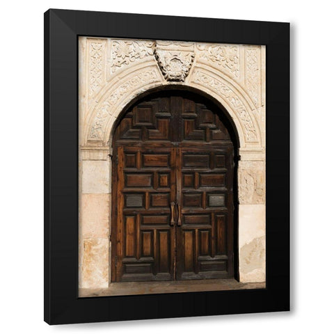 Doorway to the Alamo, an 18th-century mission church in San Antonio, TX Black Modern Wood Framed Art Print with Double Matting by Highmith, Carol