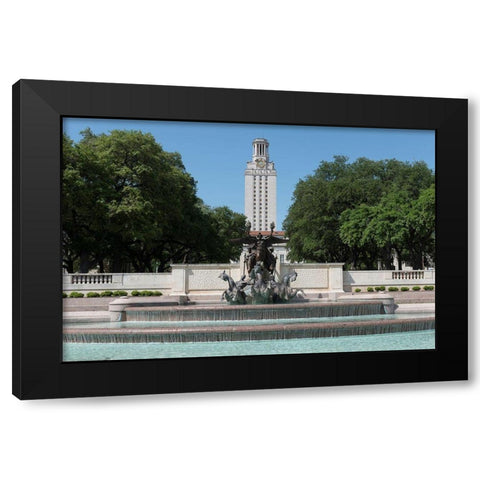 Littlefield Fountain at the University of Texas at Austin, with the historic University of Texas Tow Black Modern Wood Framed Art Print with Double Matting by Highmith, Carol