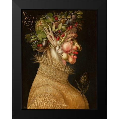Summer Black Modern Wood Framed Art Print by Arcimboldo, Giuseppe