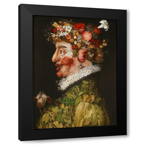 Spring Black Modern Wood Framed Art Print by Arcimboldo, Giuseppe