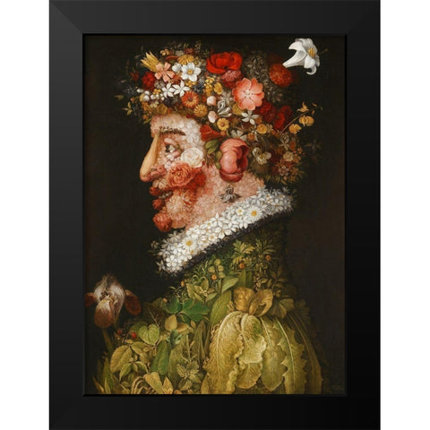 Spring Black Modern Wood Framed Art Print by Arcimboldo, Giuseppe