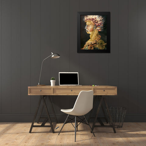 Fire Black Modern Wood Framed Art Print by Arcimboldo, Giuseppe