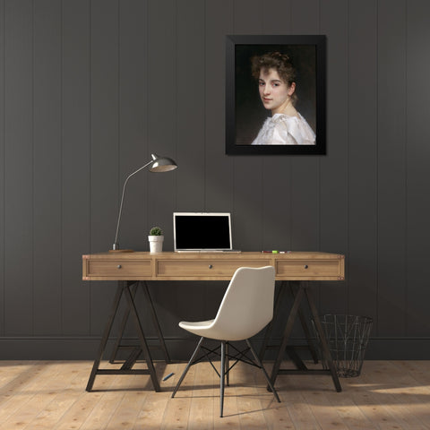 Gabrielle Black Modern Wood Framed Art Print by Bouguereau, William-Adolphe