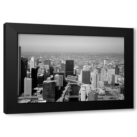 Aerial view of skyline Chicago Illinois Black Modern Wood Framed Art Print with Double Matting by Highsmith, Carol
