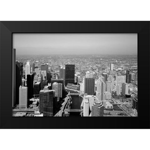 Aerial view of skyline Chicago Illinois Black Modern Wood Framed Art Print by Highsmith, Carol