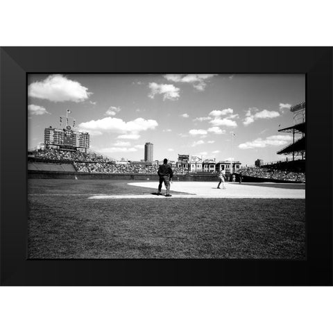 Ballgame at historic Wrigley Field Chicago Illinois Black Modern Wood Framed Art Print by Highsmith, Carol
