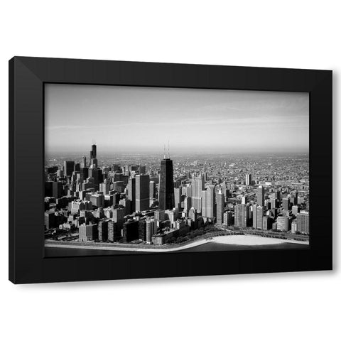 Aerial view of lakeshore Chicago Illinois Black Modern Wood Framed Art Print with Double Matting by Highsmith, Carol