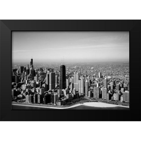 Aerial view of lakeshore Chicago Illinois Black Modern Wood Framed Art Print by Highsmith, Carol