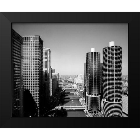 Marina city overlook Chicago Illinois Black Modern Wood Framed Art Print by Highsmith, Carol