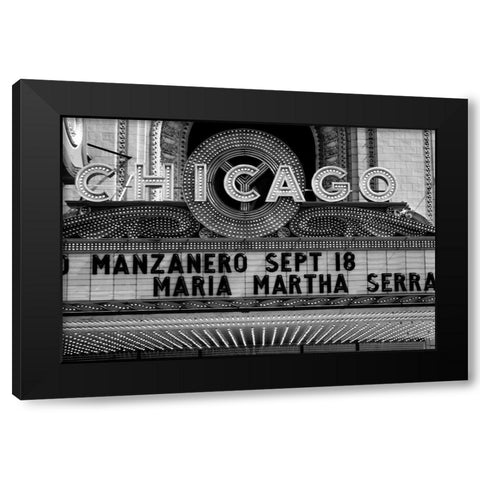 Marquee of the historic Chicago Theater Chicago Illinois Black Modern Wood Framed Art Print with Double Matting by Highsmith, Carol