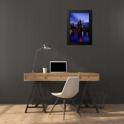 Skyline at dusk Chicago Illinois Black Modern Wood Framed Art Print by Highsmith, Carol