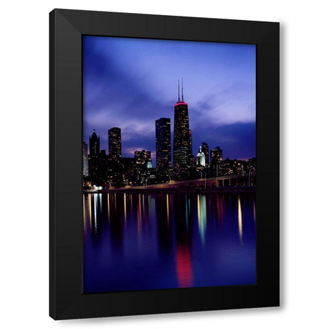 Skyline at dusk Chicago Illinois Black Modern Wood Framed Art Print by Highsmith, Carol