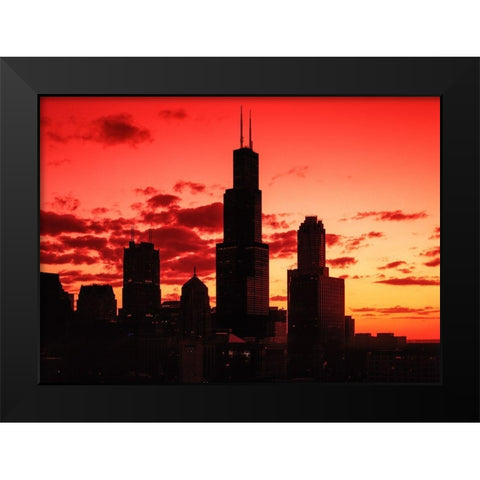 Chicago silhouette Chicago Illinois Black Modern Wood Framed Art Print by Highsmith, Carol