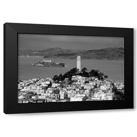 Coit Tower and Alcatraz San Francisco California Black Modern Wood Framed Art Print with Double Matting by Highsmith, Carol
