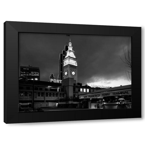 Ferry Building at night San Francisco California Black Modern Wood Framed Art Print with Double Matting by Highsmith, Carol
