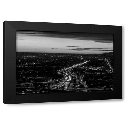 Looking north over the U.S. 101 (Hollywood) Freeway Los Angeles California Black Modern Wood Framed Art Print with Double Matting by Highsmith, Carol